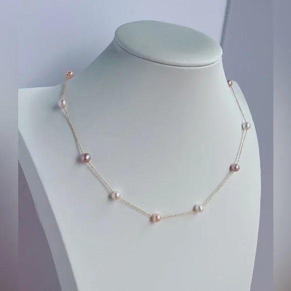 Black Friday Sale No 5 Handmade 14KGP Candy Color Freshwater Pearl Necklace - Picture 2 of 10